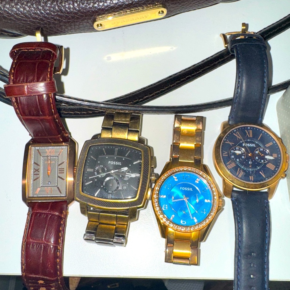 Fossil Watch Set - Brown, Gold, Blue